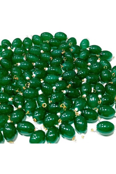 Green Oval Shape Glass Hanging Beads 10mm for Jewelry Making